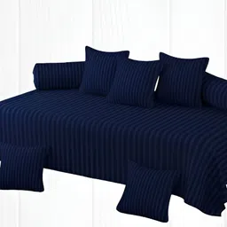 WELLNEST 8 Pieces Blue Striped Cotton Diwan Set-picture-49