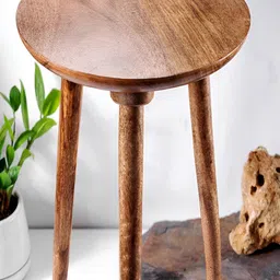 Araana Home Brown Textured Wooden Stool image 4