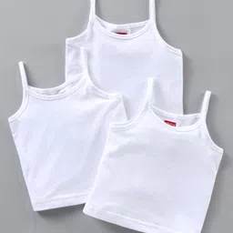 Babyhug 100%Cotton Solid Slips Pack of 3 - White-image-3