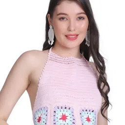 NYCRA Women Self Design Embellished Cotton Crochet Crop Top-image-96