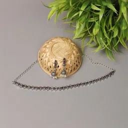 VRAJ CREATION Silver-Plated Stone-Studded & Beaded Jewellery Set image 3