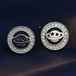 Nui 925 Sterling Silver Silver-Plated American Diamond Studded Korean Circular Studs-picture-12