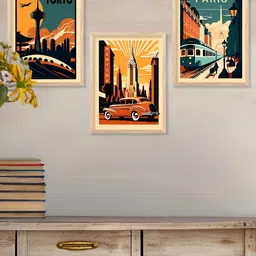 Kotart Brown & Green 3 Pieces Printed Wooden Wall Arts-picture-31