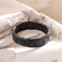 Yellow Chimes Men Stainless Steel Buddism Prayer Band Style Finger Ring-picture-40