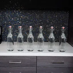 Virtuous Transparent 2 Pieces Glass Solid Water Bottles With Air Tight Cap -1000ml Each image 4