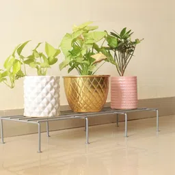 AYMH Cream Colored Metal Pot Stand-image-1