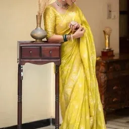 Vmdesigns Woven Design Banarasi Saree with Blouse Piece image 2