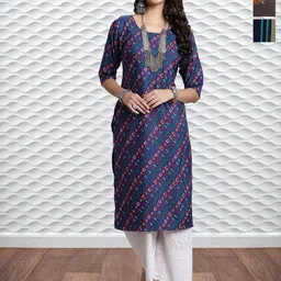 HERE&NOW Women Pack of 3 Ethnic Motifs Printed Crepe Kurta-picture-40