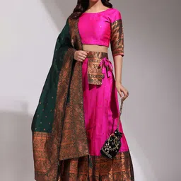 Payu Semi-Stitched Lehenga & Unstitched Blouse With Dupatta-picture-28