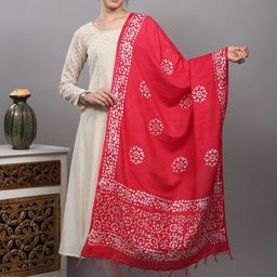 Exotic India Batik Printed Chakra Pattern Dupatta From Telangana-picture-1