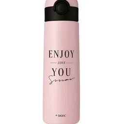 iSWEVEN Pink & Black Single Stainless Steel Solid Double Wall Vacuum Water Bottle-image-6