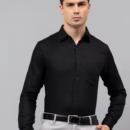 Yugnik Men Smart Slim Fit Textured Spread Collar Cotton Formal Shirt-picture-21