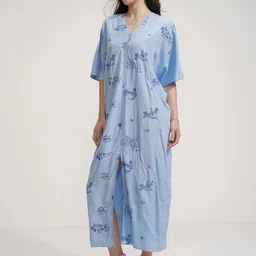 Tokyo Talkies Abstract Embroidered Flared Sleeve Kaftan Maxi Dress image 5