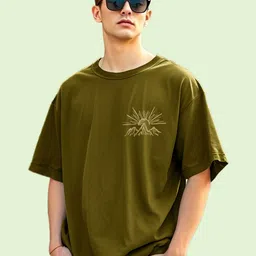 AUSK Graphic Printed Round Neck Drop-Shoulder Sleeves Oversized Cotton T-shirt image 3