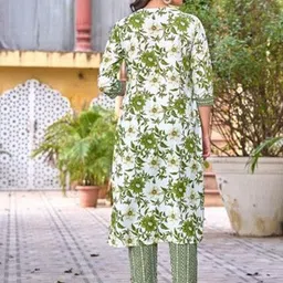 Anouk Women Floral Printed Cotton Kurta with Trousers & Dupatta image 4