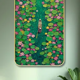 SAF Green & Pink Wood Boat Wall Art-picture-17