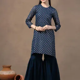 BAESD Girls Ethnic Motifs Printed Regular Kurta with Sharara image 1