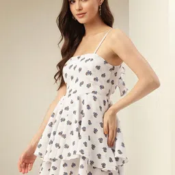 SZN Women White Polyester Sleeveless Printed Playsuit Jumpsuit image 2
