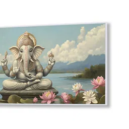 nestroots Canvas Framed Divine Ganesha Prosperity and Wisdom Wall Painting image 4