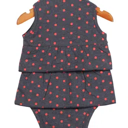 Nino Bambino Sleeveless Dots Printed Onesie Style Dress - Grey image 3