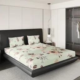 Monte Carlo Grey & Yellow Geometric Printed 144 TC Queen Bedsheet Set 2.24 m x 2.54 m-image-45