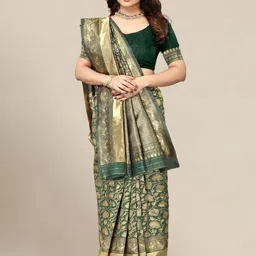 Kevami Fashion Green Art Silk Banarasi Sarees-image-8