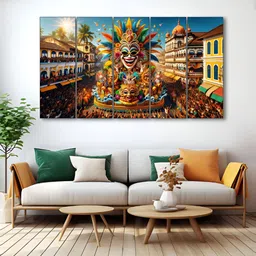 The Castle Decor Blue & Brown 5 Pieces Wooden Wall Arts-image-90