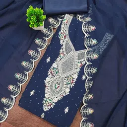 Panzora Embroidered Bead & Stones Georgette Unstitched Dress Material-picture-22