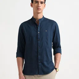 Arrow Sport Men Textured Band Collar Pure Cotton Casual Shirt-picture-31