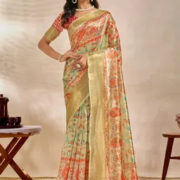 VelvetHue Paisley Silk Blend Mysore Silk Saree-picture-32