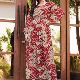 Masakali.Co Women Abstract Printed Georgette Maxi Dress-picture-13