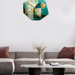 OLIVE TREE Green & Teal Printed Geometric Wall Clock-picture-2