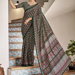 Ishin Ethnic Motifs Printed Saree With Blouse Piece-picture-32