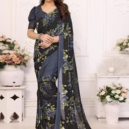 MAHALASA Floral Pure Georgette Handloom Saree-picture-15