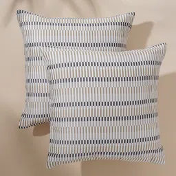 Home Centre Celebrations Brown & White 2 Pieces Striped Square Cushion Covers-picture-34