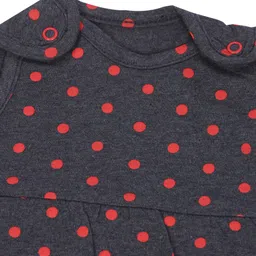 Nino Bambino Sleeveless Dots Printed Onesie Style Dress - Grey image 4