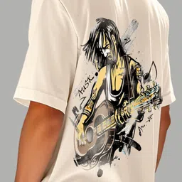AUSK Graphic Printed Round Neck Drop-Shoulder Sleeves Oversized Cotton T-shirt image 2
