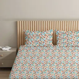 LIVSPACE Pure Nest White Geometric Pure Cotton 144 TC King Bedsheet Set-2.54 m x 2.24 m-picture-39