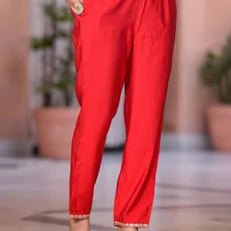 Juniper Floral Embroidered Mirror Work Straight Kurta With Trousers & Dupatta image 2