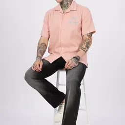 Eszett Tropical Embroidered Spread Collar Oversized Cotton Casual Shirt-picture-10