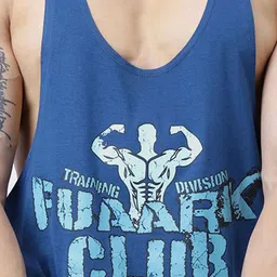 FUAARK Club Gym & Workout Pure Cotton Vest For Men Club Stringer Teal-S image 5