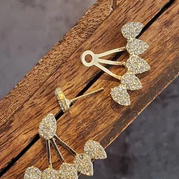Zhouse Gold-Plated Crystals Studded Contemporary Drop Earrings-picture-41