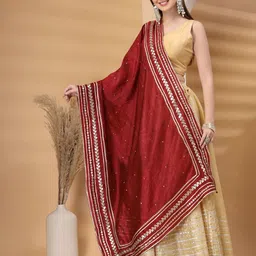 Clora Creation Floral Embroidered Gotta Patti Dupatta-picture-17