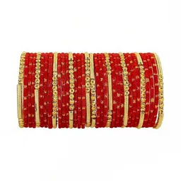 Shasmi Red Glass Artificial Stones & Beads Bangle-picture-53