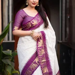 Jhumki creation Women Woven Design Saree With Blouse Piece image 3