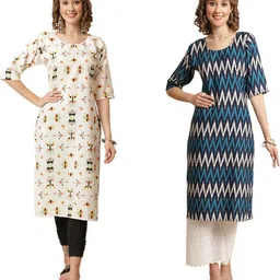 Ethnic basket Women Pack Of 2 Multicoloured Crepe Kurtas-picture-25