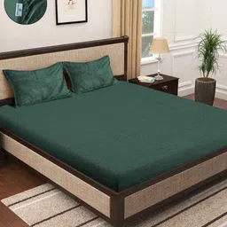 Myntra Elegant Homes Green 300 TC Woolen Fitted King Bedsheet Set-2.50 m x 2.25 m-image-14