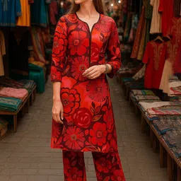 Lookmark Women Floral Printed Regular Kurta with Trousers Kurta Sets image 2