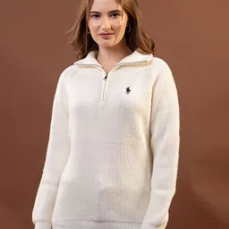 GFO Women Ribbed Mock Collar Woollen Pullover Sweater-image-32