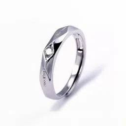 Teeragaj Set Of 2 cubic zirconia Stone-Studded Adjustable Couple Finger Rings-image-18